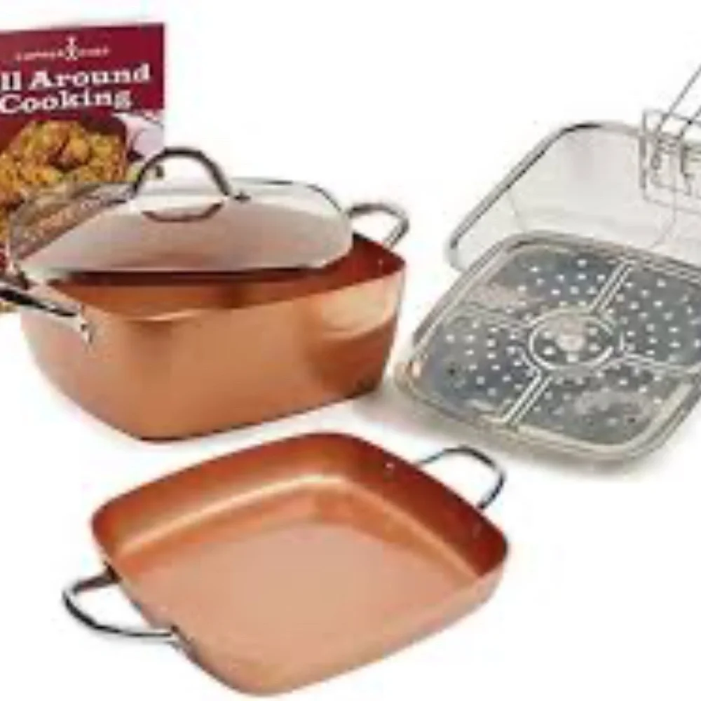 NEW Copper Chef XL Signature 11″ Casserole Pan 6-Piece Set Cookware Set Electric